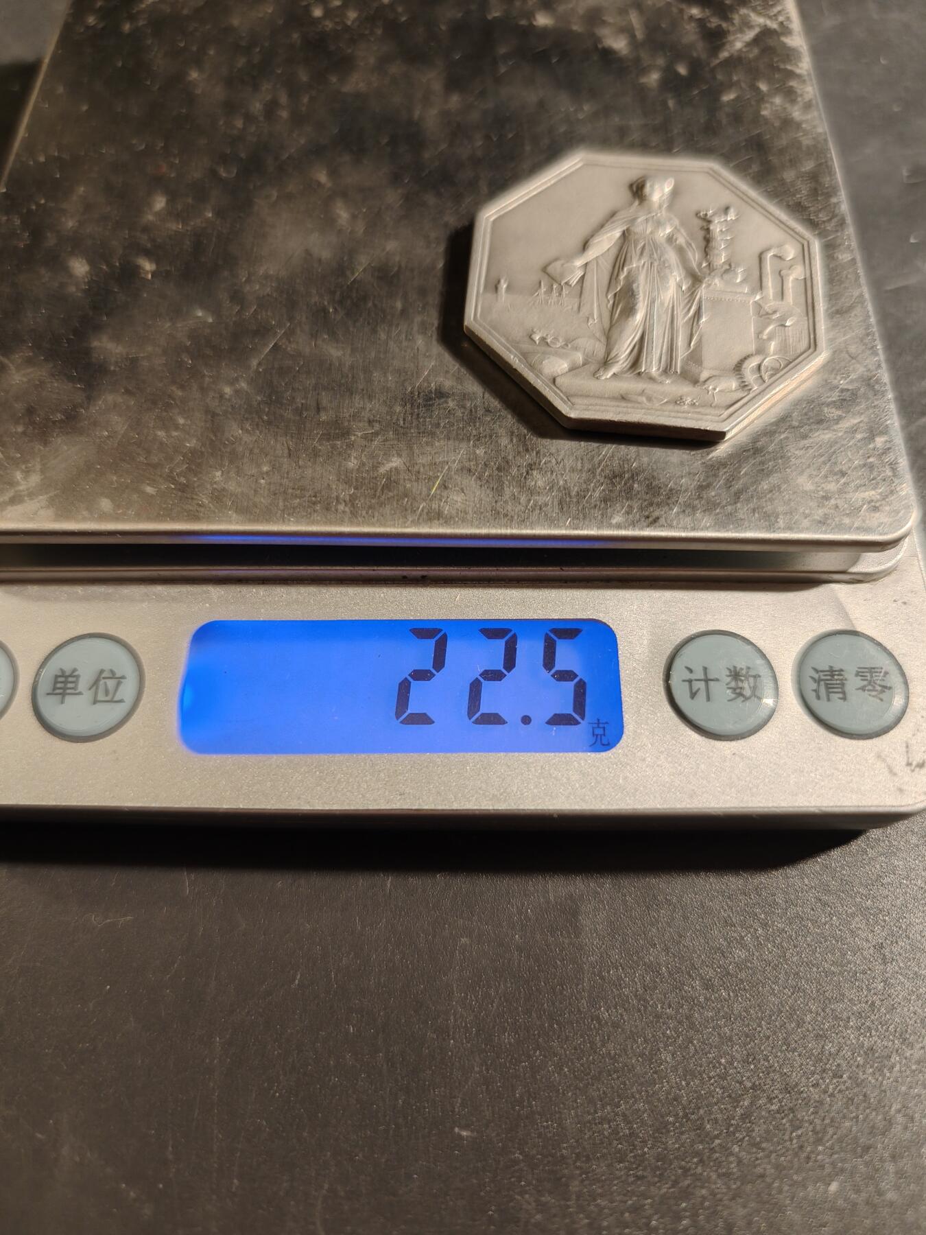 老王徽章第171期 1859年法国工商业信贷银行八角银章     950银    直径37mm     重量22.5g