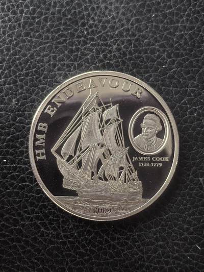 道一币馆币章第一百六十一场 - 库克岛2009年探险家詹姆斯库克5元精制银币 25g 925S 