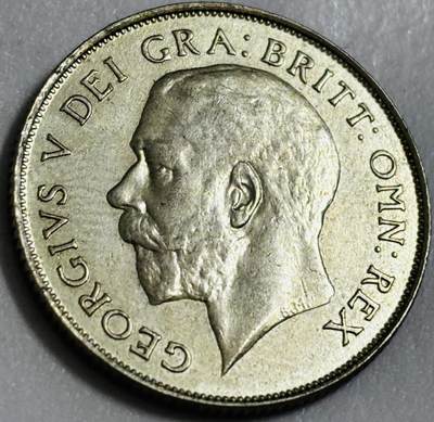 文馨钱币收藏第 286 场，圣诞节专场【 长期接收代拍品低至 0 佣金】 - 稀少 1922 年英国乔治五世 1 先令银币，第二版本 500 银，MS 级别，裸币天花板，可以搏分数，有想法的老板可以拍了送评级