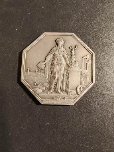 老王徽章第171期 - 1859年法国工商业信贷银行八角银章     950银    直径37mm     重量22.5g