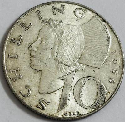 文馨钱币收藏第 286 场，圣诞节专场【 长期接收代拍品低至 0 佣金】 - 原光品相 1966 年奥地利 10 先令银币 640 银 7.5 克