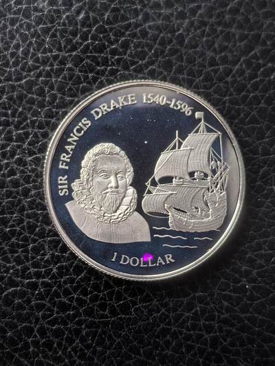 道一币馆币章第一百六十一场 - 库克岛1992年德雷克船长1元精制银币 10g 925S