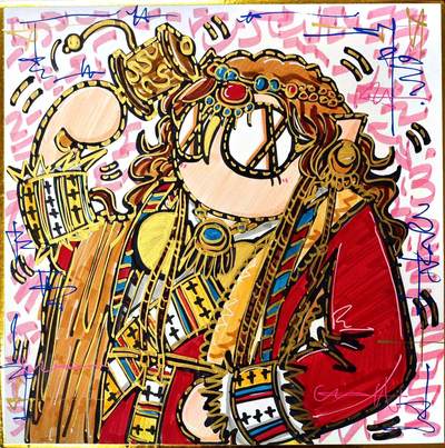 白泽拍卖卡牌手绘专场第30期（白金之夜 跨年大拍） - 2021 waiwai手绘色纸 异域风情 尺寸：17.8cm*17.8cm  waiwai亲签