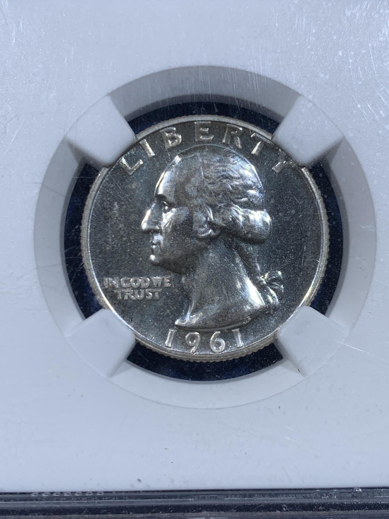 《竞宝斋》第449场 周日，周一，周二  3场连拍 （全场包邮，欢迎送拍） NGC PF65 美国1961年25美分 银价高涨 值得入手