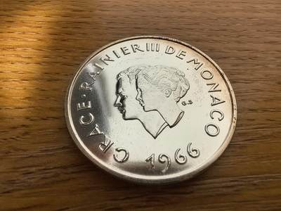 长老汇蛇年精选第八十五场拍卖 - 珍稀币！1966摩纳哥格蕾丝王后与雷尼埃尔三世结婚十周年10法郎银币，25克900银，2.4万枚