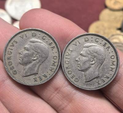 南宋泉阁俄币 外币 国币 专场第二十期 【送拍无额外佣金】 - 英国 1948年 乔治六世1先令一对 通货好品 字口还可以 