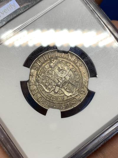 《竞宝斋》第449场 周日，周一，周二  3场连拍 （全场包邮，欢迎送拍） NGC AU55  英国1897年 维多利亚披纱1先令银币