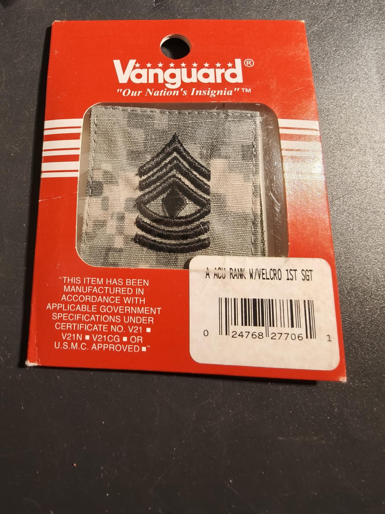 老王徽章第171期 美国陆军E-8 级一级军士长军衔魔术贴臂章    原盒