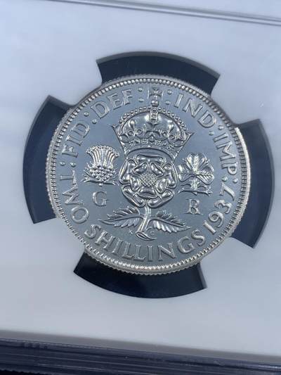 《竞宝斋》第449场 周日，周一，周二  3场连拍 （全场包邮，欢迎送拍） NGC PF64 英国1937年乔治六世精制2先令弗洛林银币