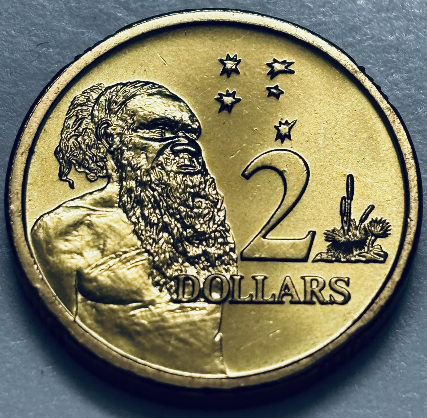 文馨钱币收藏第 286 场，圣诞节专场【 长期接收代拍品低至 0 佣金】 全新 1999 年澳大利亚土著人 2 元纪念币