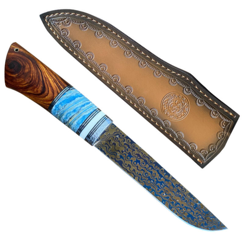 手工锻打无芯彩钛大马直刀