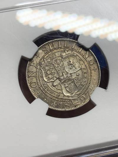 《竞宝斋》第449场 周日，周一，周二  3场连拍 （全场包邮，欢迎送拍） NGC AU55  英国1897年 维多利亚披纱1先令银币