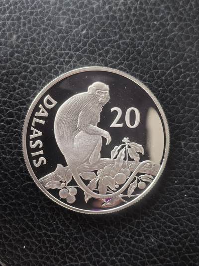 道一币馆币章第一百六十一场 - 冈比亚1989年世界野生动物基金会20达拉西精制银币 28.28g 925S 25000