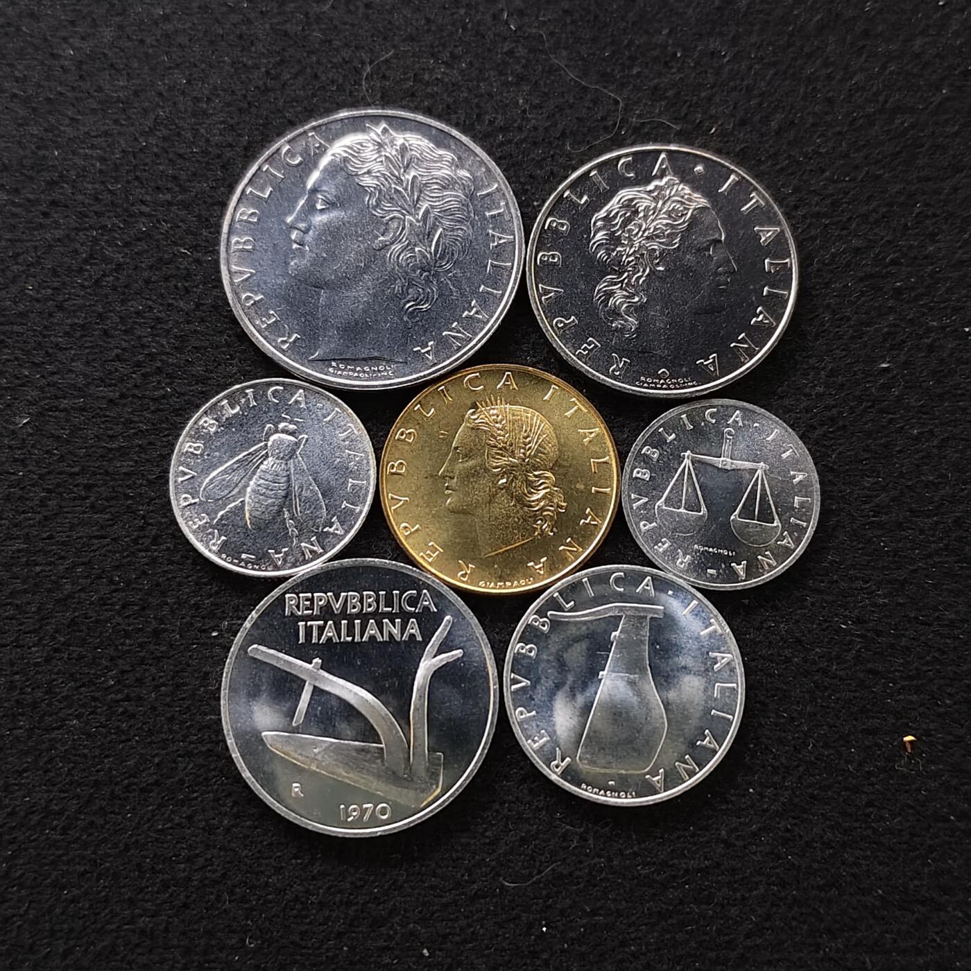 【全场包邮】纯粹捡漏拍488场（免费代拍第25场） 意大利1970年7枚套币 BU品相