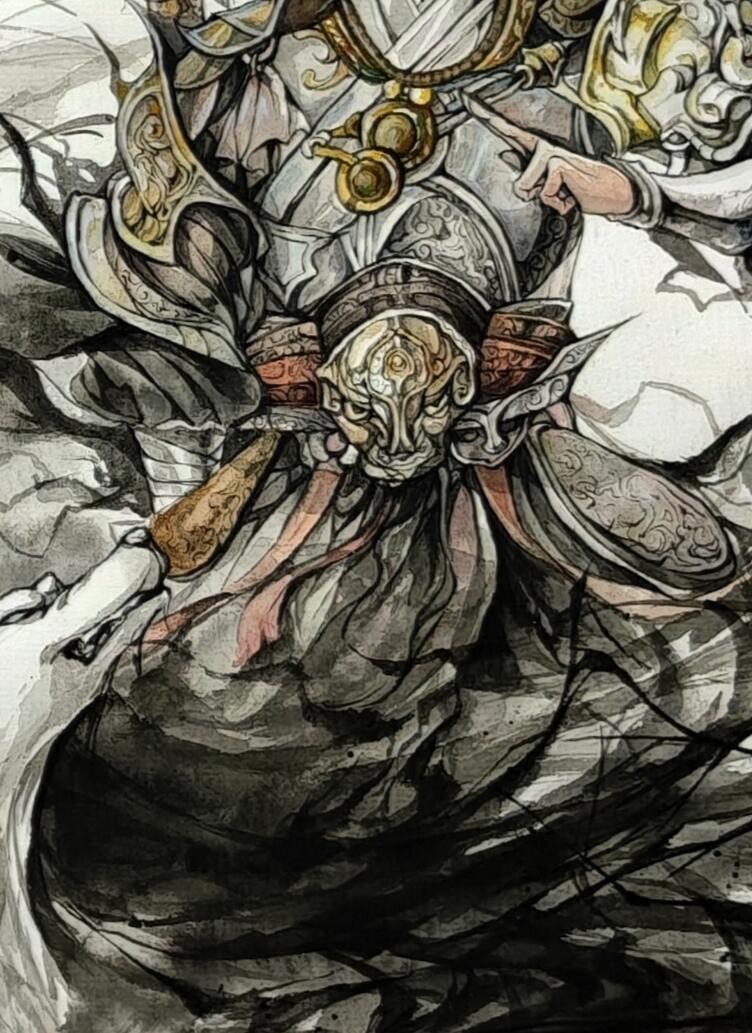 白泽拍卖卡牌手绘专场第30期（白金之夜 跨年大拍） 2025 鹿凝手绘画 二郎神 已装裱 尺寸：37cm*55.6cm  鹿凝亲签