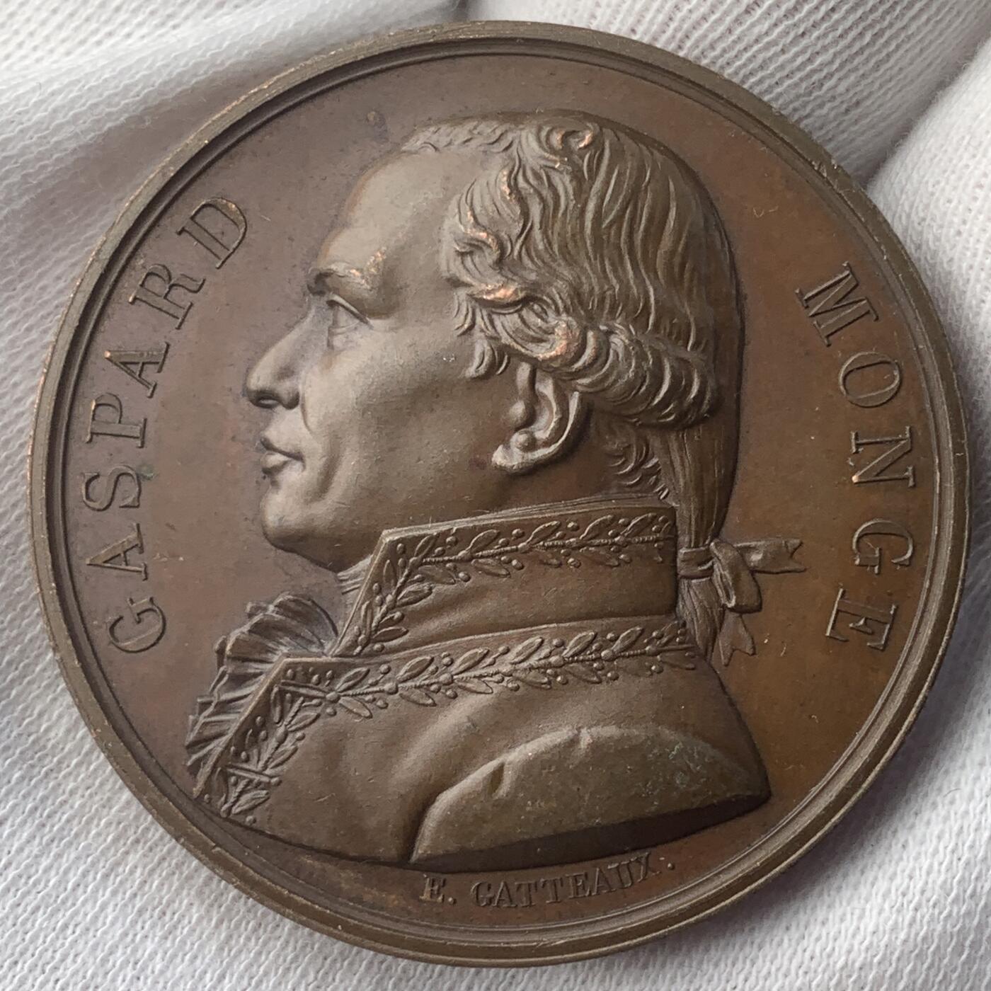 掌中浮雕-藏着的欧洲第047场 法国名人系列章-1822年加斯帕尔·蒙日（1746-1818)纪念铜章，41mm