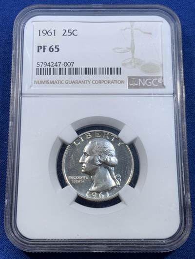 《竞宝斋》第449场 周日，周一，周二  3场连拍 （全场包邮，欢迎送拍） - NGC PF65 美国1961年25美分 银价高涨 值得入手