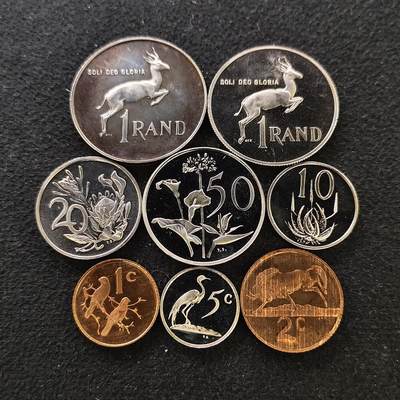 【全场包邮】纯粹捡漏拍488场（免费代拍第25场） - 南非1989年8枚精制套币-含1兰特银币（32.6毫米15克）+1兰特镍币（31毫米12克）2版本精制币
