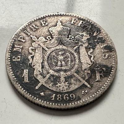 🌹外币初藏🌹🐯2025年第144场  每周二四六晚8️⃣点 接代拍 - 法国1869年一法郎银币 5克83.5%银