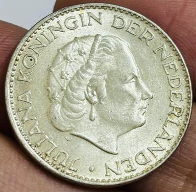 文馨钱币收藏第 286 场，圣诞节专场【 长期接收代拍品低至 0 佣金】 - 原光品相 1965 年荷兰朱莉安娜 1 盾银币，720 银，6.5 克，品相非常好，可评级