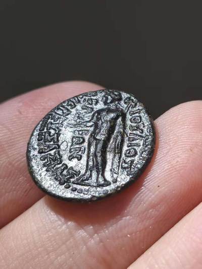 罗马帝国行省 弗里几亚 尼禄铜币 背面赫拉克勒斯