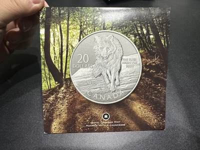 《外钞收藏家》第五百九十六期（精品大拍场）（本平台长期征集拍品、欢迎藏友们联系合作） - 加拿大2013年20加元冬日北美灰狼精制卡装纪念精制银币（8g纯银）