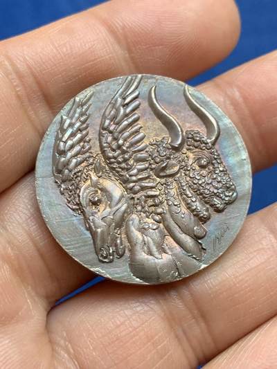 《竞宝斋》第449场 周日，周一，周二  3场连拍 （全场包邮，欢迎送拍） 瑞士1973年国家博物馆建馆75周年银质纪念章 18克 33mm 900银