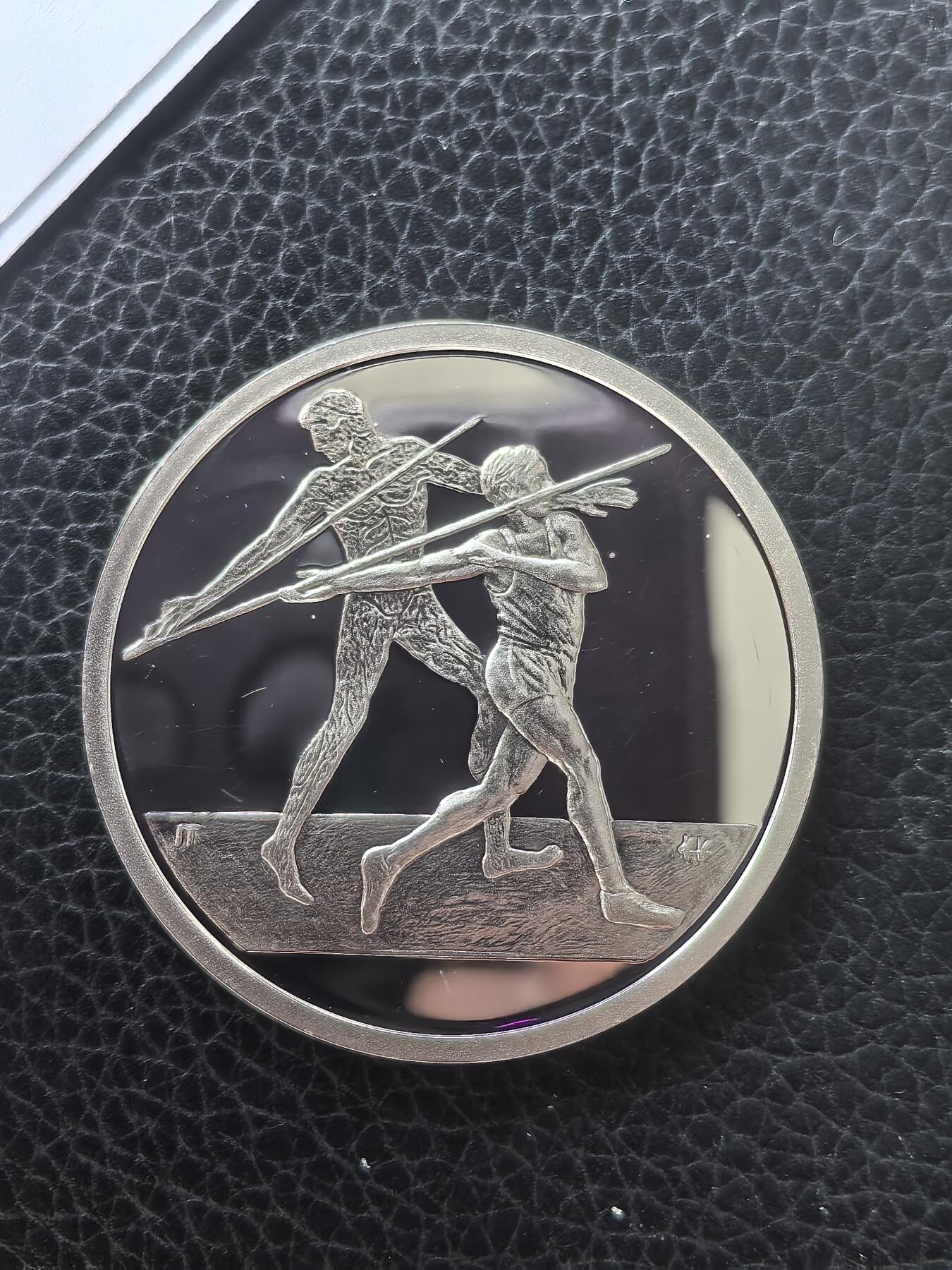 道一币馆币章第一百六十一场 希腊2004年雅典奥运会纪念-标枪10欧元精制银币  34g 925S 61000