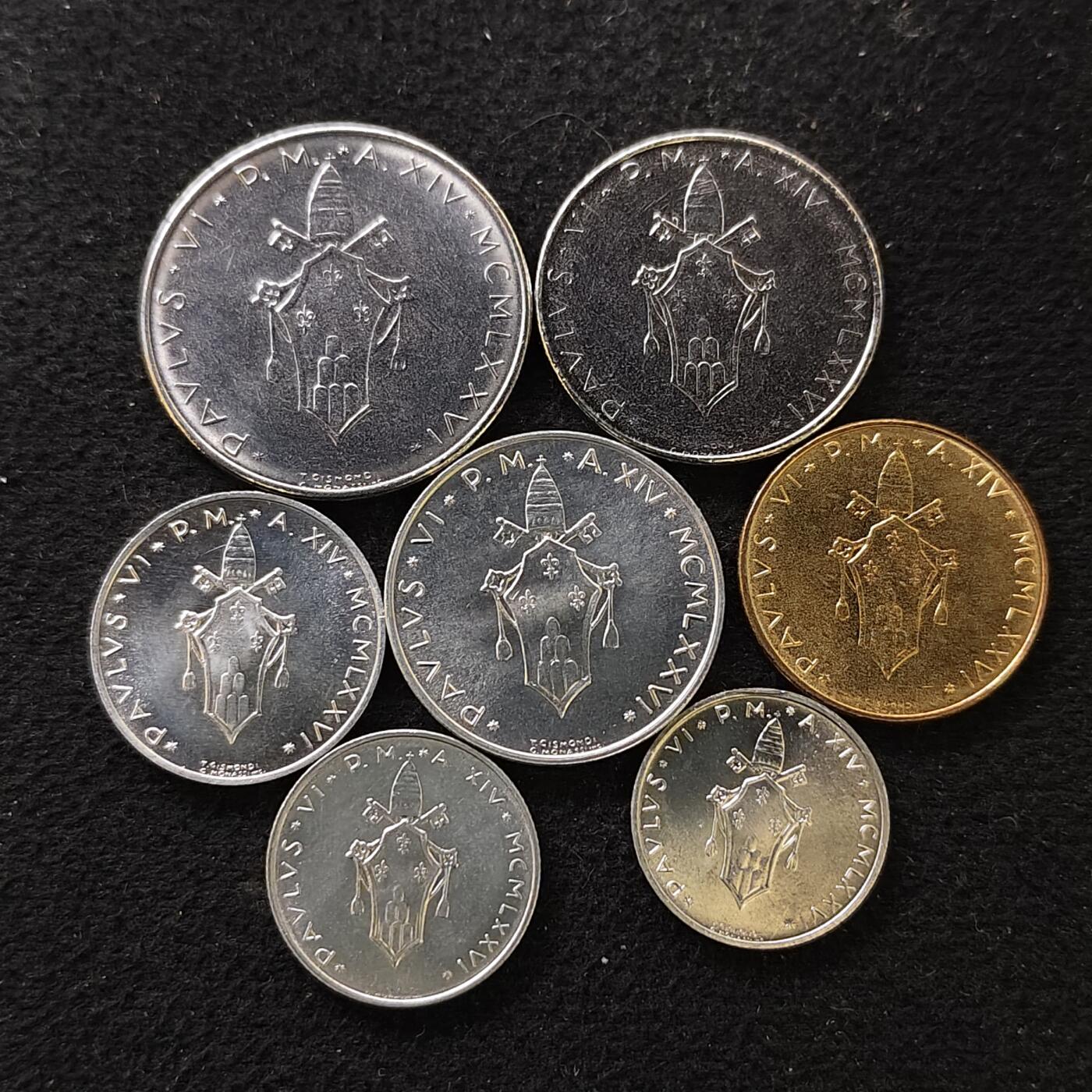 【全场包邮】纯粹捡漏拍488场（免费代拍第25场） 梵蒂冈1976年7枚套币