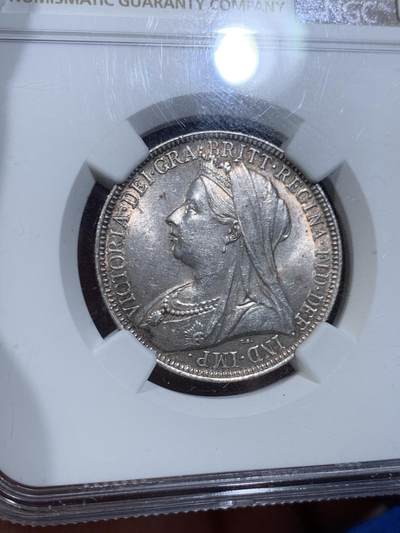 《竞宝斋》第449场 周日，周一，周二  3场连拍 （全场包邮，欢迎送拍） NGC MS63 英国1895维多利亚批纱2先令银币