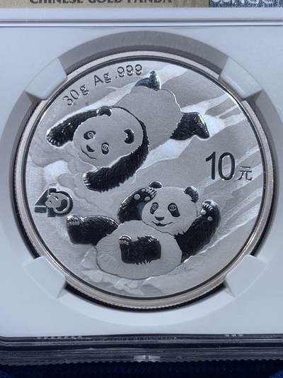 《竞宝斋》第449场 周日，周一，周二  3场连拍 （全场包邮，欢迎送拍） NGC MS70 中国2022年熊猫10元银币，999银30克，盒背后底部有小裂