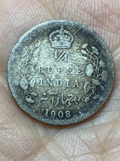 2025年第一百四十四场(总第一百七十场）品种丰富英国一线回流散币年末特拍场第一场(免佣金) - 英属印度1908年1/4卢比银币(爱德华七世时期，917高银)
