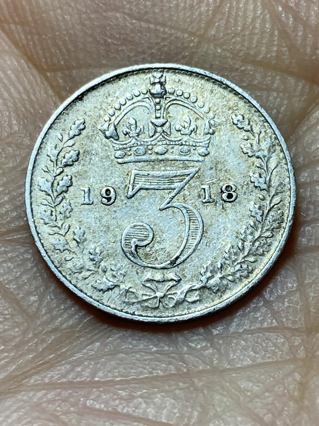 2025年第一百四十四场(总第一百七十场）品种丰富英国一线回流散币年末特拍场第一场(免佣金) 英国🇬🇧1918年3便士银币(乔治五世第一版，925高银)