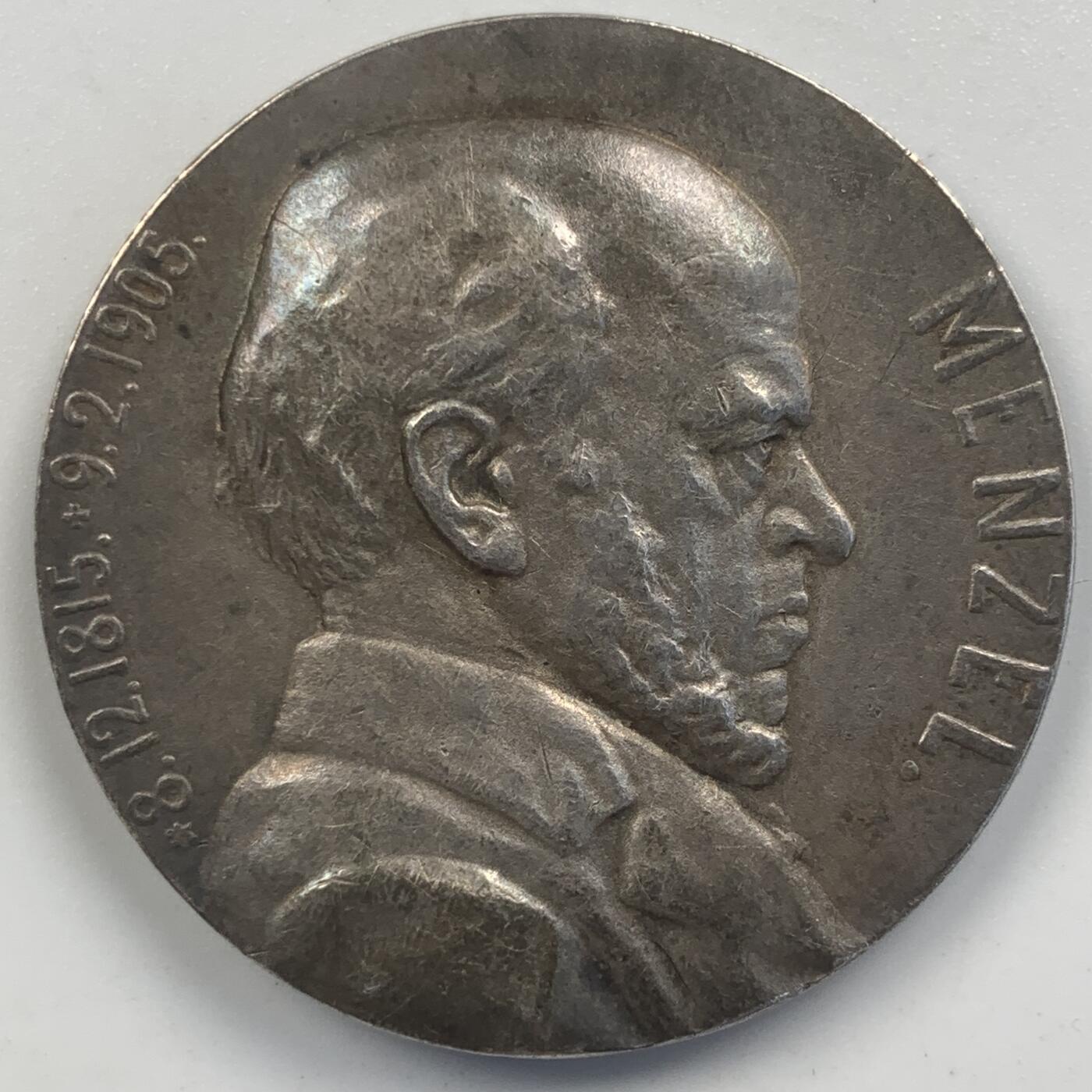 掌中浮雕-藏着的欧洲第047场  1905年德国画家Adolf von Menzel逝世银章，33mm，23.12g