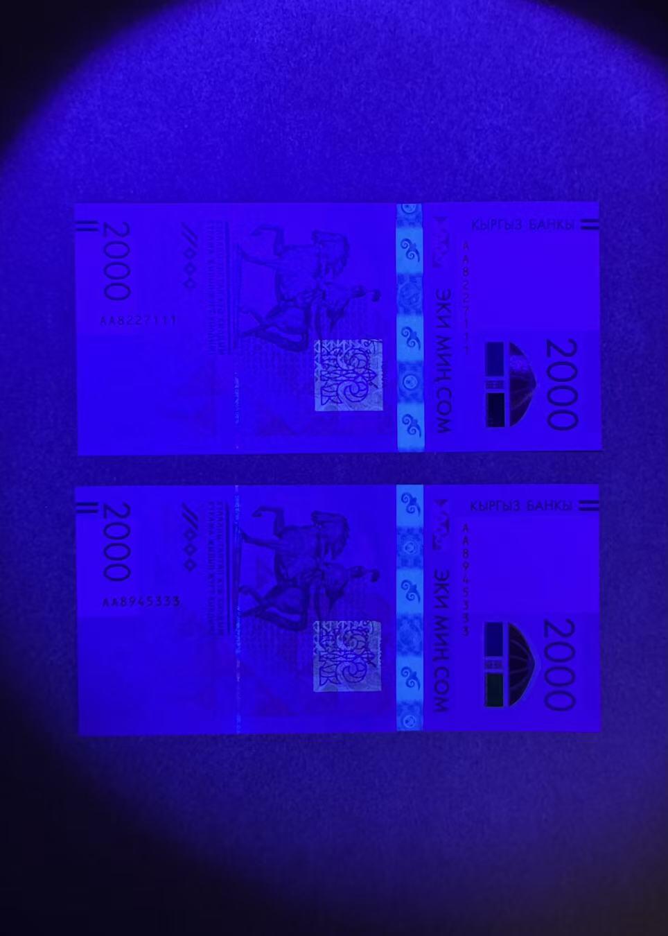 【Blue Auction】世界纸币精拍第766期——18级TOP拍卖/信誉/品质/专业/高效💫 【一组2张AA冠豹子号】吉尔吉斯斯坦 2017年2000索姆 全新UNC