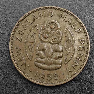 【淘币小摊】限时拍第八百三十五拍  散币批量币场  满百包邮可预留两周  周一统一发货  - 新西兰1952年乔治六世半便士铜币