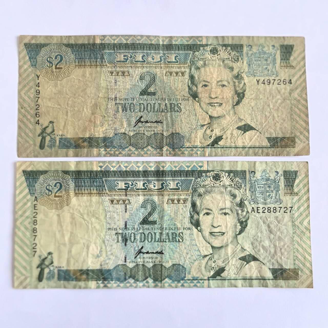 各国外币第104期 无佣金 斐济2元 1996年 2张