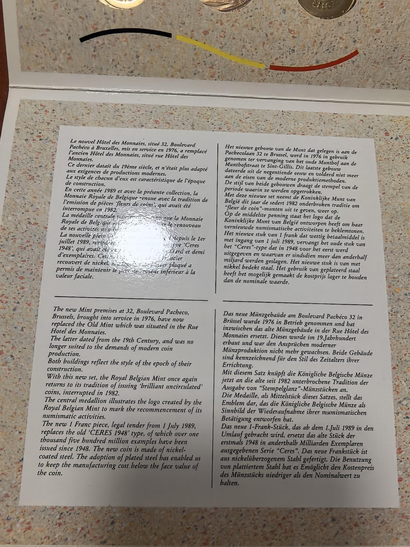 长老汇蛇年精选第八十五场拍卖 1989比利时10枚套币+1枚圆形铜章，卡装，克书30美金