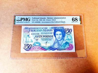 【Blue Auction】世界纸币精拍第766期——18级TOP拍卖/信誉/品质/专业/高效💫 - 【A冠无47】福克兰群岛 1990年50镑 PMG68EPQ 高分