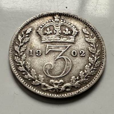 🌹外币初藏🌹🐯2025年第144场  每周二四六晚8️⃣点 接代拍 - 英国1902年3便士银币 高银 a