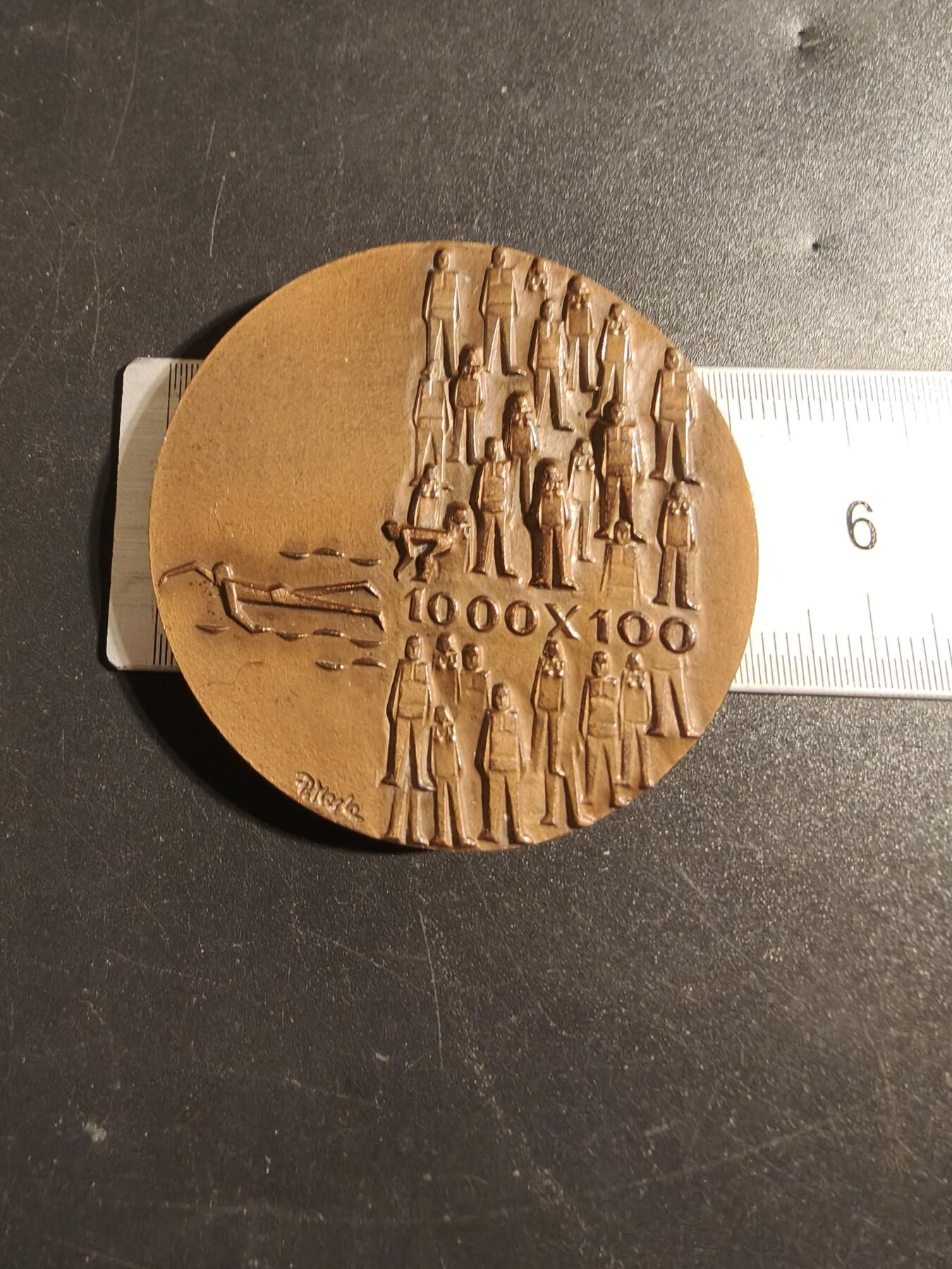 老王徽章第171期 法国国家游泳俱乐部大铜章    直径50mm    重量69g