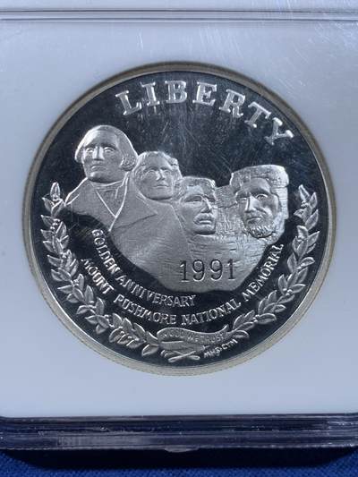 《竞宝斋》第449场 周日，周一，周二  3场连拍 （全场包邮，欢迎送拍） NGC PF69UC 美国1991年总统山1元精制银币