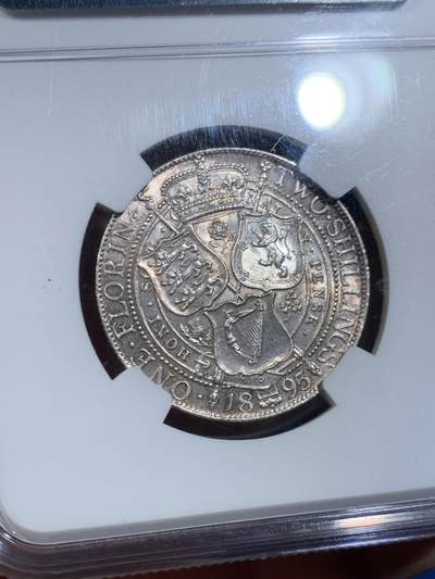 《竞宝斋》第449场 周日，周一，周二  3场连拍 （全场包邮，欢迎送拍） NGC MS63 英国1895维多利亚批纱2先令银币