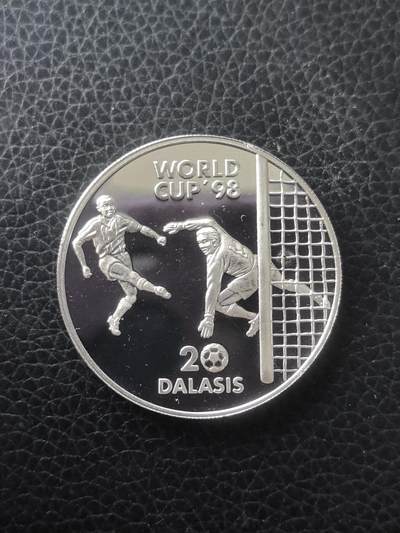 道一币馆币章第一百六十一场 - 冈比亚1996年法国世界杯20达拉西精制银币 31.47g 925S  10000