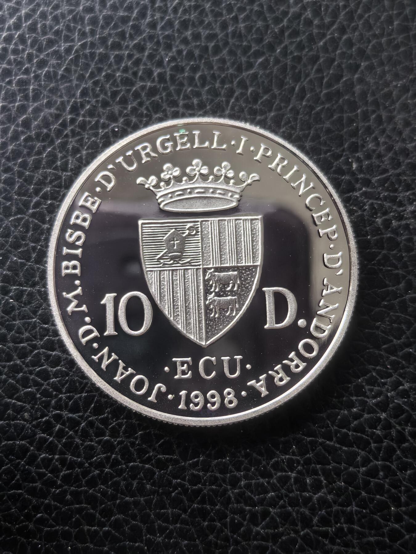 道一币馆币章第一百六十一场 安道尔1998年德国作曲家亨德尔10第纳尔精制银币 31.47g 925S 25000