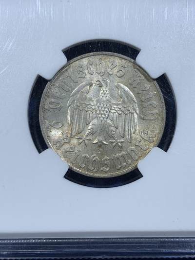 《竞宝斋》第449场 周日，周一，周二  3场连拍 （全场包邮，欢迎送拍） NGC MS64 德国1933D马丁路德2马克，高分好品，少见。
