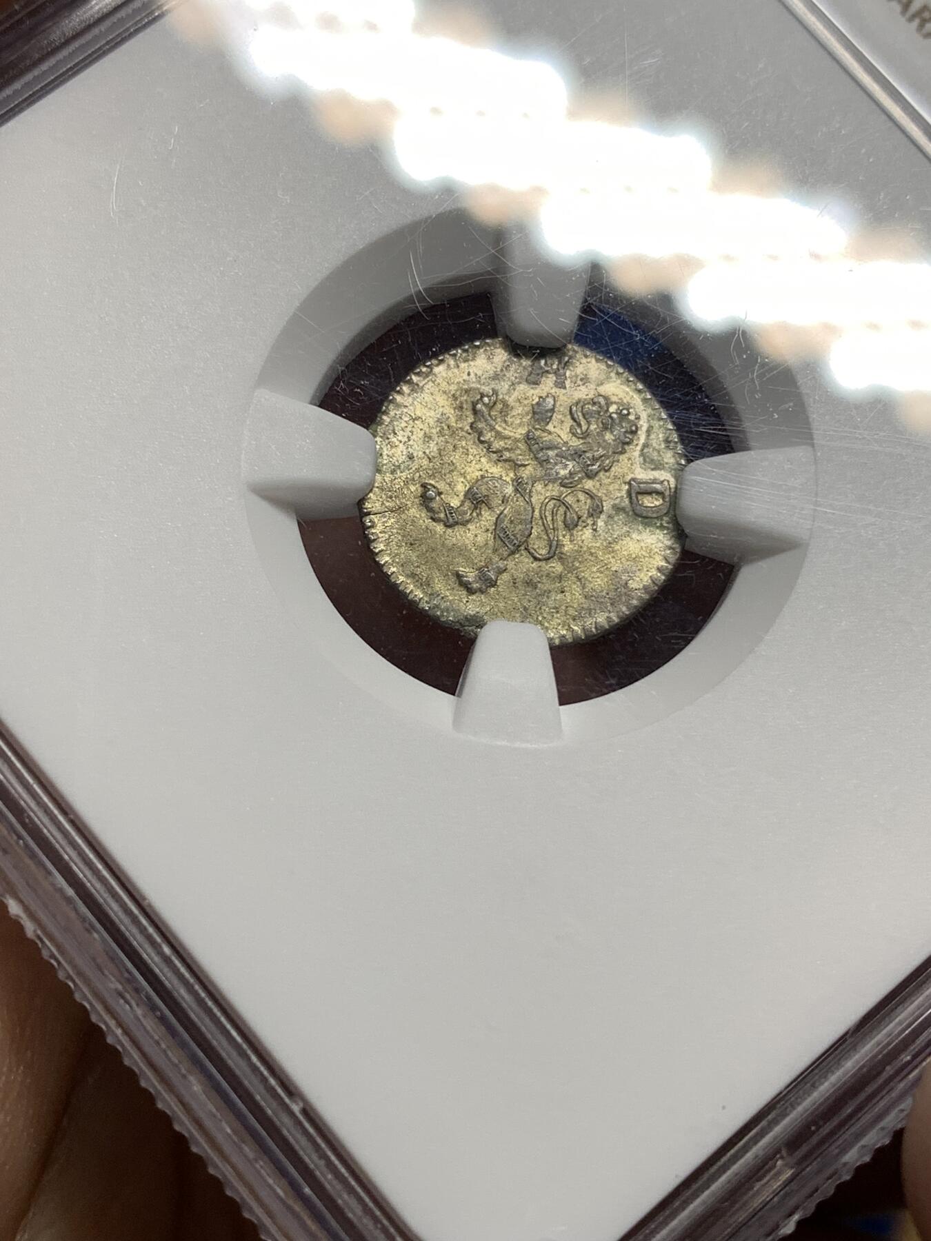 《竞宝斋》第449场 周日，周一，周二  3场连拍 （全场包邮，欢迎送拍） NGC MS63 德国 1805年 黑塞达姆斯特伯爵领1K银币，冠军分，非常稀有！60分的评估价都要140美元。