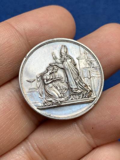 《竞宝斋》第449场 周日，周一，周二  3场连拍 （全场包邮，欢迎送拍） - 婚礼银章 9.9克 27.2mm 1873 蜜蜂银标 边铭刻字