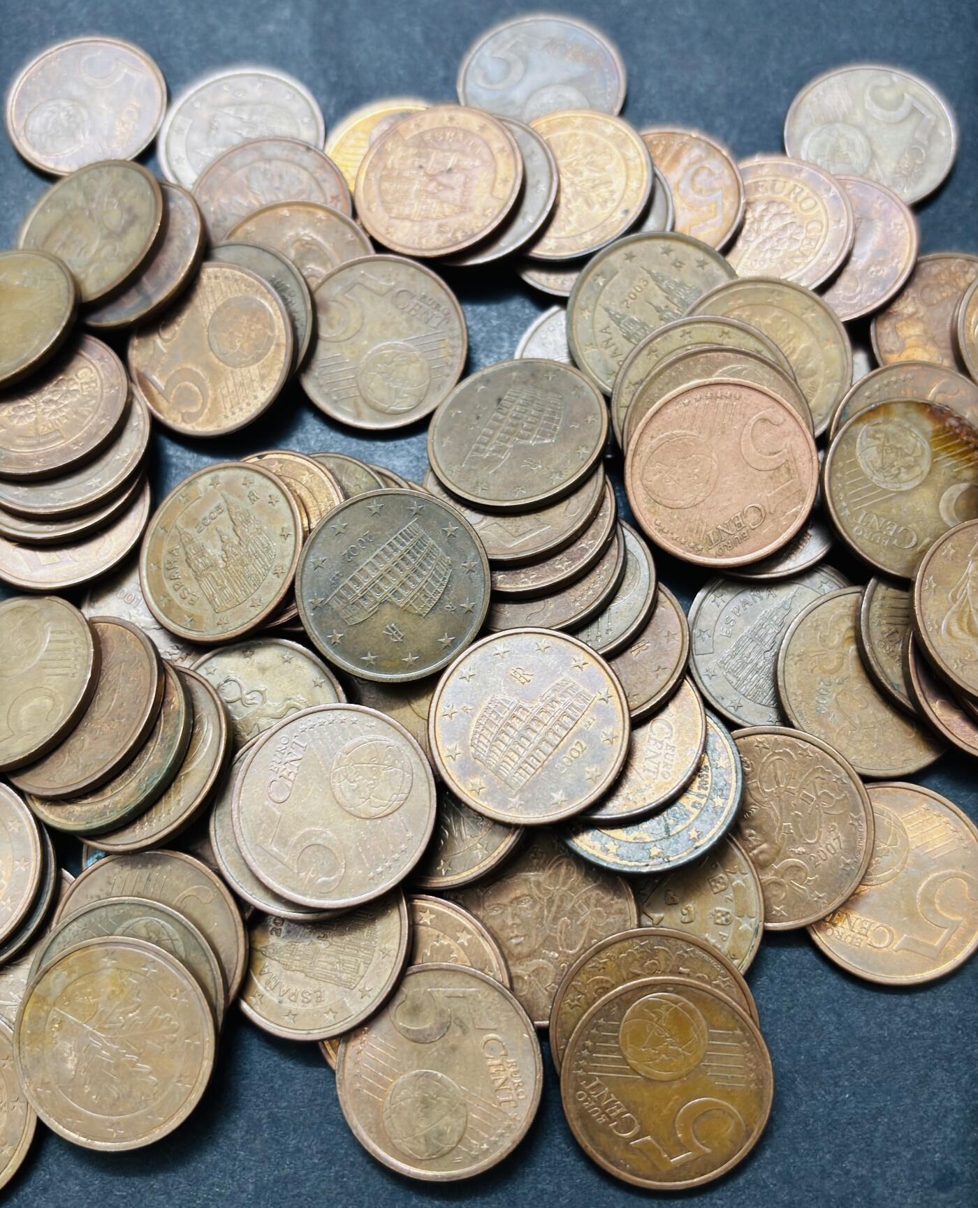 文馨钱币收藏第 286 场，圣诞节专场【 长期接收代拍品低至 0 佣金】 欧盟各国 5 欧分 100 枚未挑，有少见国家的