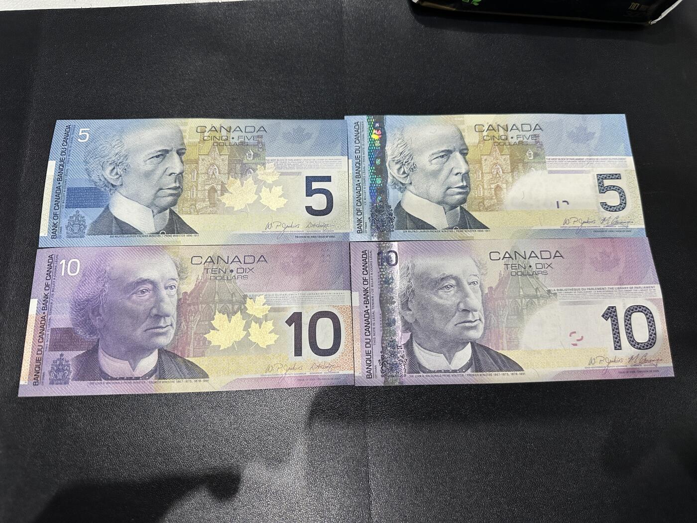 《外钞收藏家》第五百九十六期（精品大拍场）（本平台长期征集拍品、欢迎藏友们联系合作） 加拿大之旅系列5/10元四张小套（内含有无全息条的两个版本，凑齐不易，绝品）